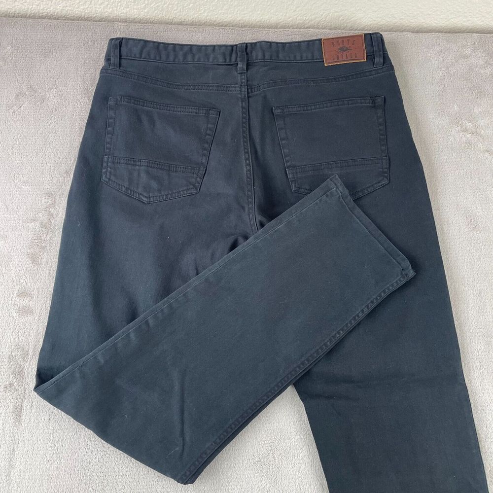 ROOTS Canada Jeans Men 33x32 Black Tapered Modern Fit‎ Designer Zip Fly $140
